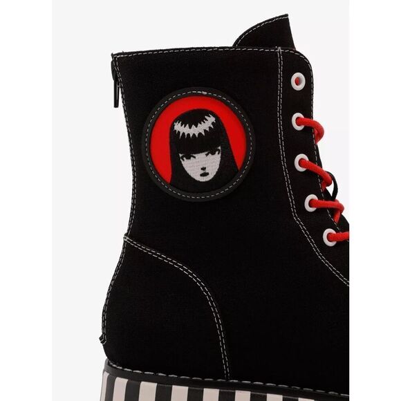 YRU X Emily The Strange Goth, Emo, Punk Stripe Platform Boots 9 - Picture 5 of 5